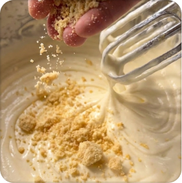 Mixing the cream by hand